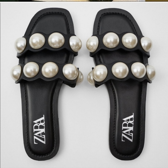 Zara Shoes Zara Sandals With Pearls Poshmark